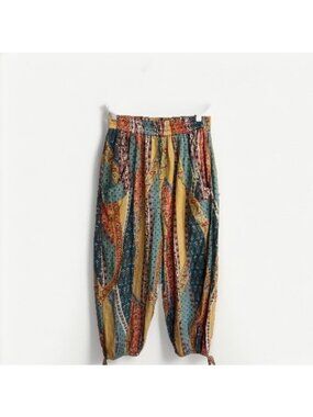 Earthbound Trading Co XL Cotton Harem Pants Boho Patchwork Lagenlook.   U